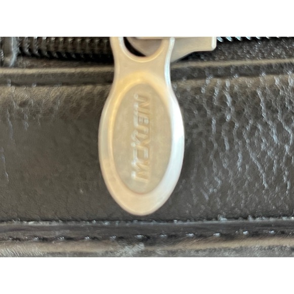 Mcklein Black Leather Briefcase Business Laptop Bag with Silver Lock and Zipper - Picture 4 of 5